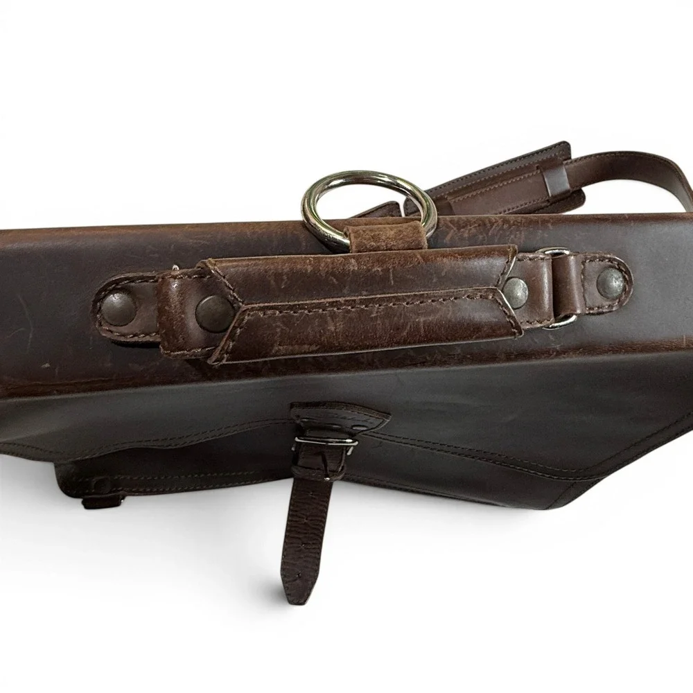 Saddleback Leather Thin Briefcase Dark Coffee Brown Leather Messenger